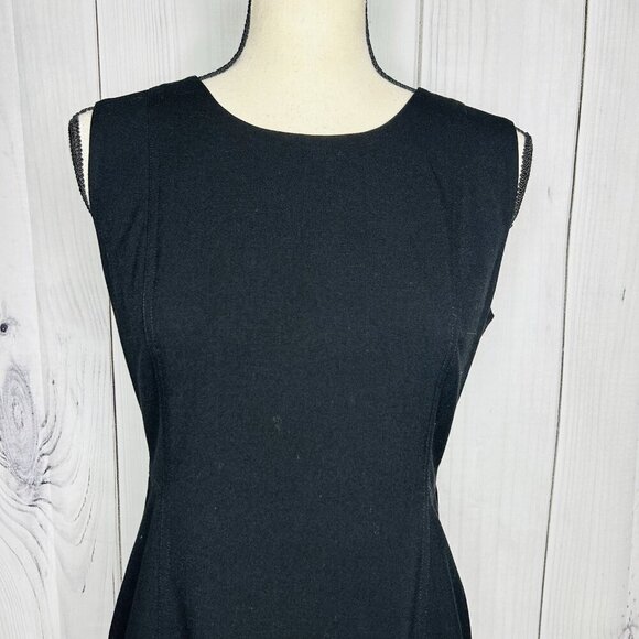 Calvin Klein Short Sheath Dress Sleeveless Zip Up Black Women Sz 4 LBD - Picture 2 of 11